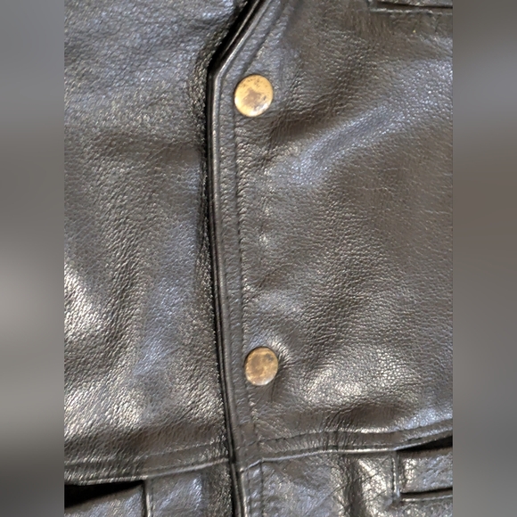 Vance Leathers Size Lg Black Leather Motorcycle Vest Lace Up Sides Snap Biker - Picture 6 of 12